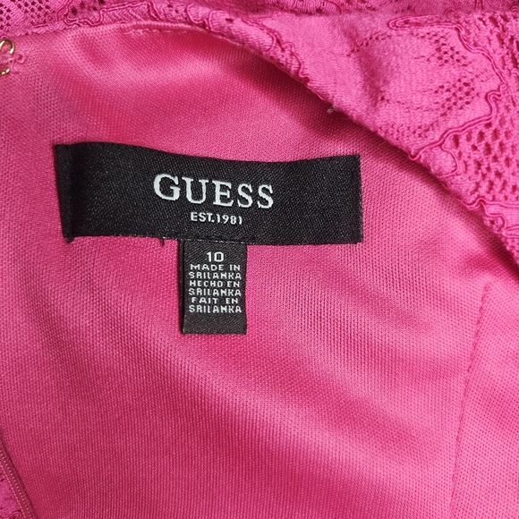 Guess Pink Lace Maxi Dress Adjustable Strap Y2K Coquette Wedding Guest Size 10 - Picture 7 of 10